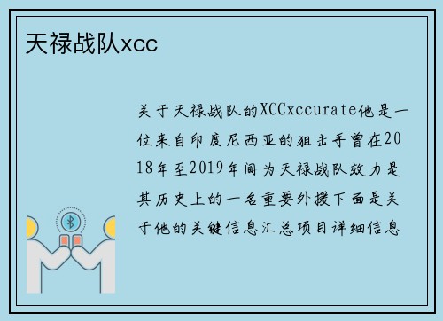 天禄战队xcc